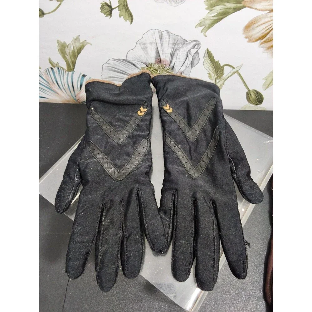 3Pairs Isotoner Leather Lined Driving Gloves Size M Wrist Length Brown & Black